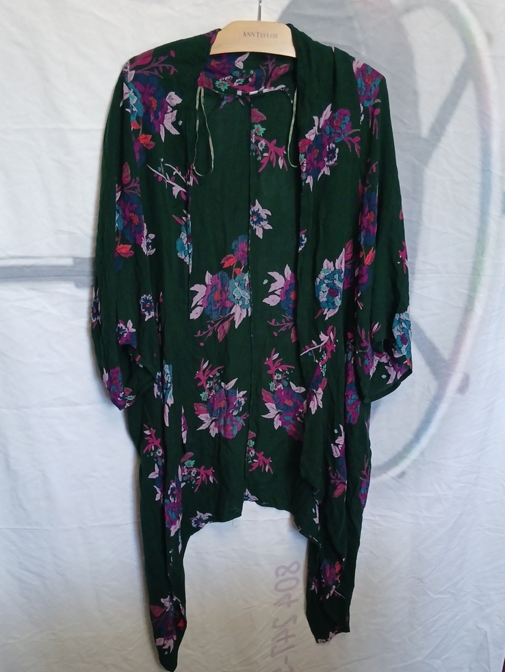 Patrons of Peace Green Floral Open Cardigan